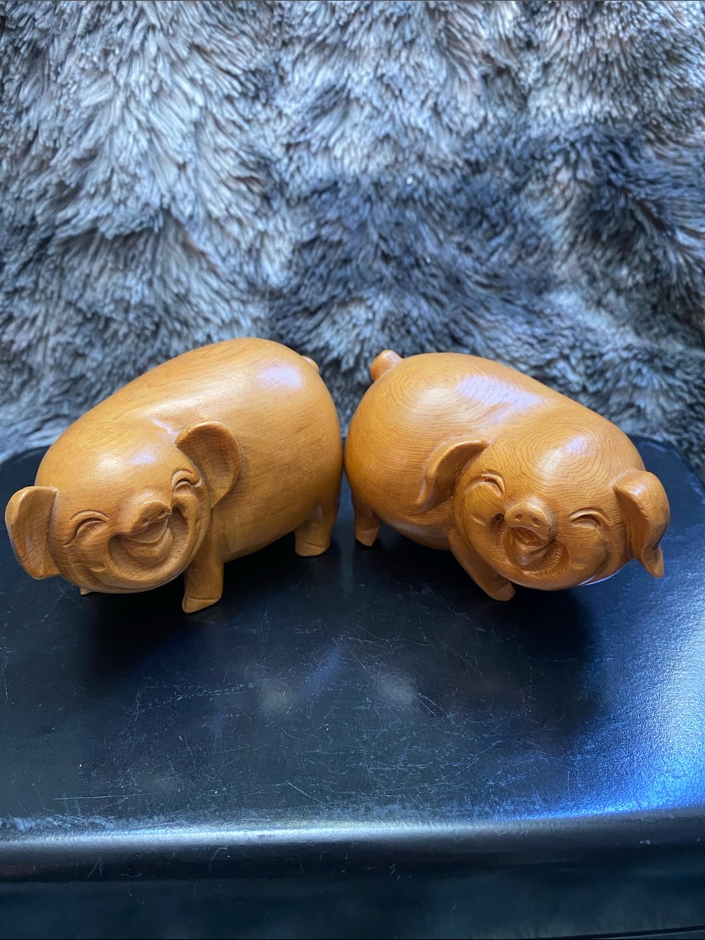 Vintage Chinese Hand Carved Wood Happy Pigs Figurines Set
Male Female Good Luck